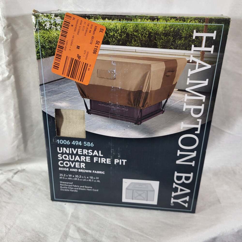 Hampton Bay Universal Square Fire Pit Cover, 35.2 in W x 35.2 in L x 18 in H, Be